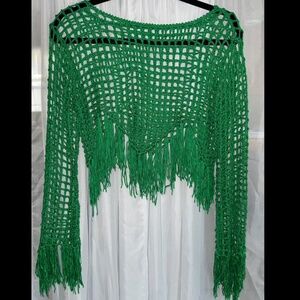 Green Crotched Cover-Up Top